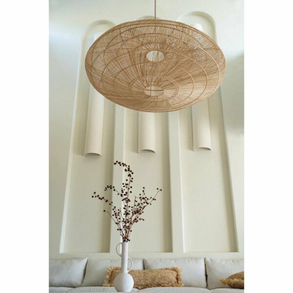 lampe suspendue en rotin naturel macaron xl