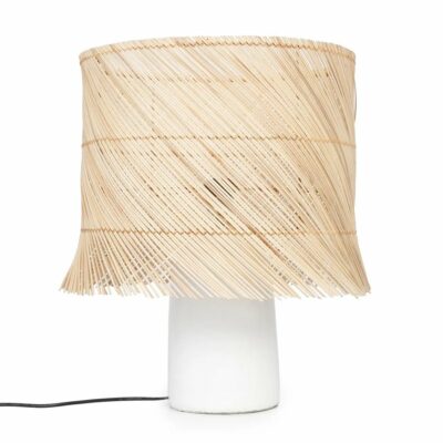 la lampe de table rattan blanc naturel