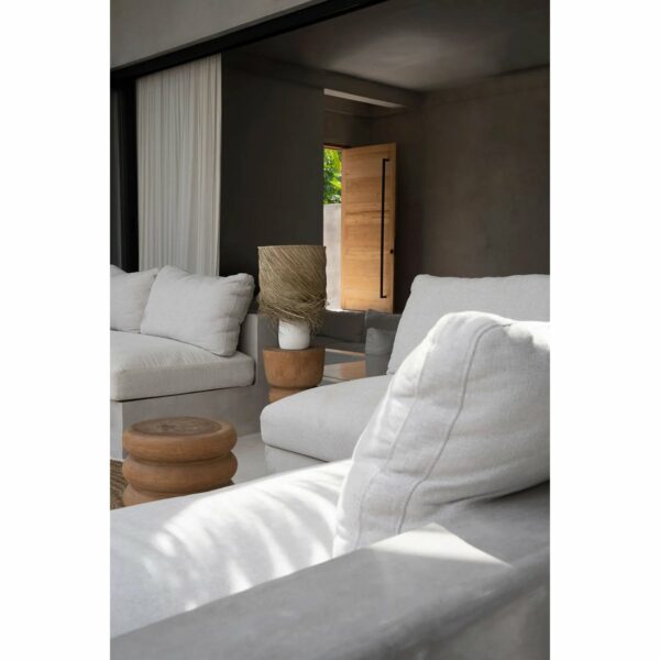 lampe de table pandan base blanche abat jour naturel