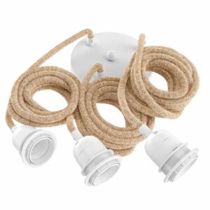 Kit Plafonnier plastique blanc et Jute 250 cm 3 douilles