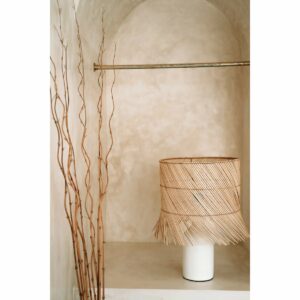 la lampe de table rattan blanc naturel