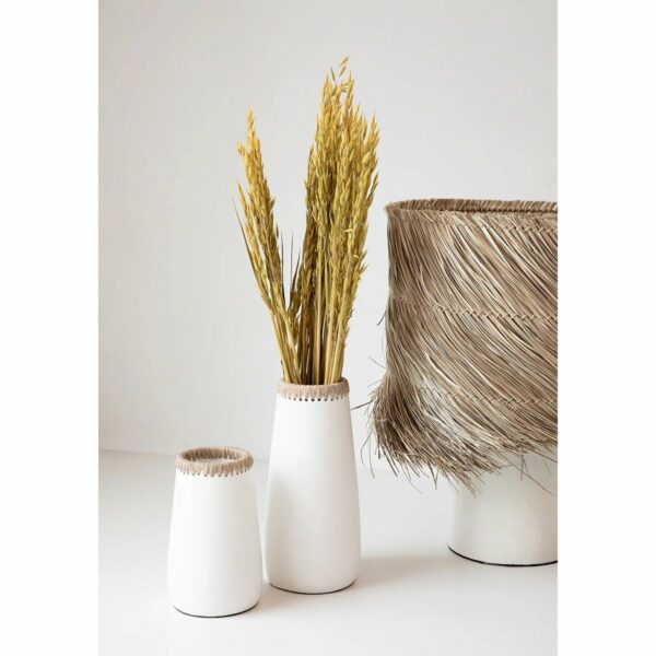 lampe de table en rotin blanc naturel