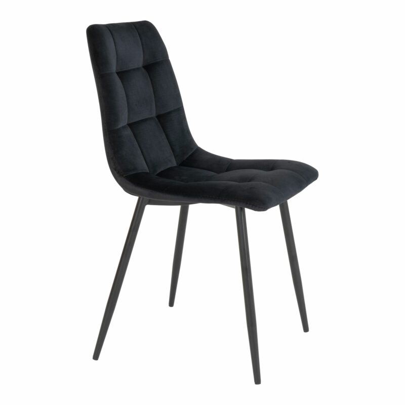 chaise scandinave métal noir et microbible noir vue de profil