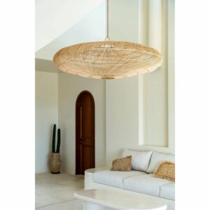 lampe suspendue en rotin naturel macaron xl