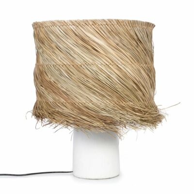 Lampe de table Pandan base blanche abat jour naturel