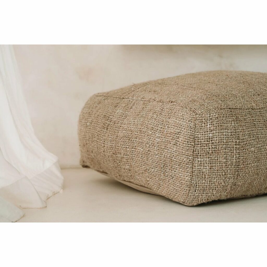 pouf en coton 60x60 cm oh my gee beige