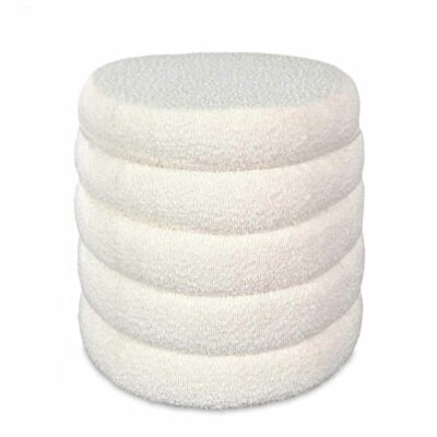 Pouf coffre tissu bouclette ecru