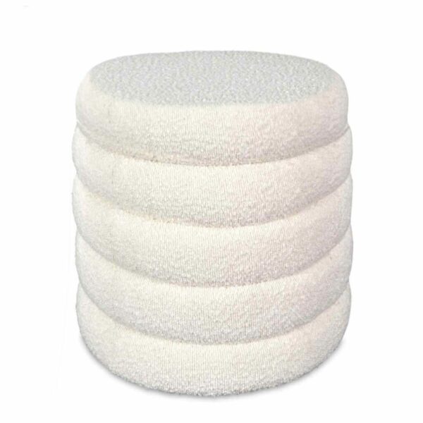 pouf coffre tissu bouclette ecru