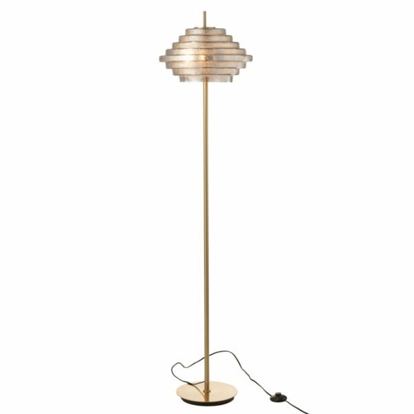 lampadaire led sur pied 156 cm métalverre or