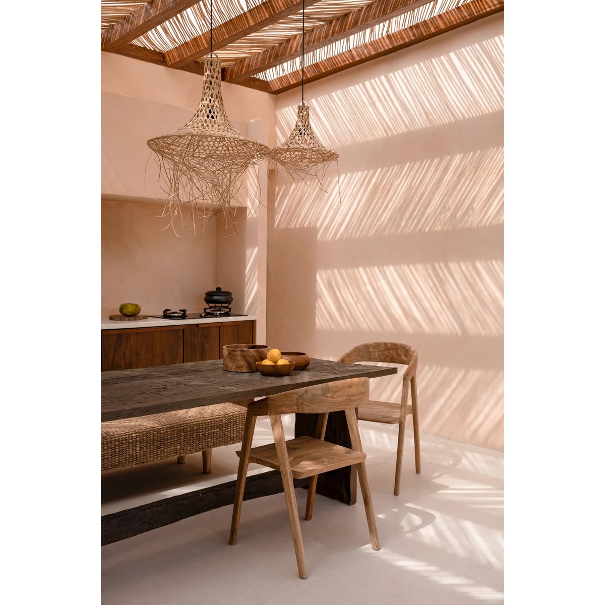 lampe suspendue'Mykonos M' - Rotin Naturel