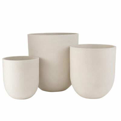 lot de 3 vases ronds céramique haut blanc