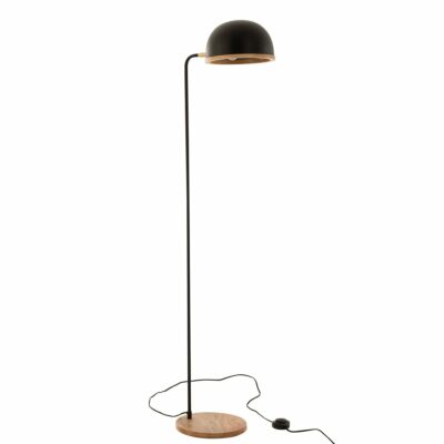 Lampe sur pied Evy 130 cm - metal et bois noir, naturel