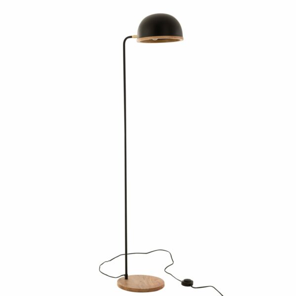 lampe sur pied evy 130 cm metal et bois noir naturel