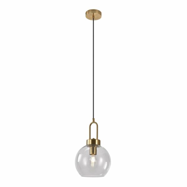 suspension luton boule verre transparent aspect laiton