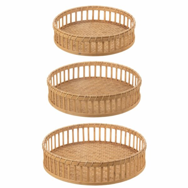 lot de 3 plateaux rond bambou naturel