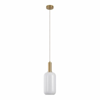 Suspension Cylindrique Chelsea Verre Blanc - Aspect Laiton