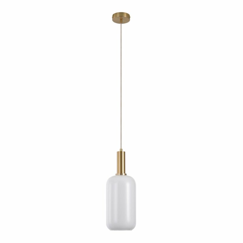 suspension cylindrique chelsea verre blanc aspect laiton