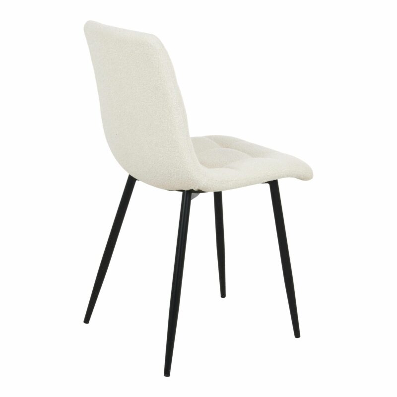 chaise scandinave métal noir tissu bouclette blanc middelfart vue de biais