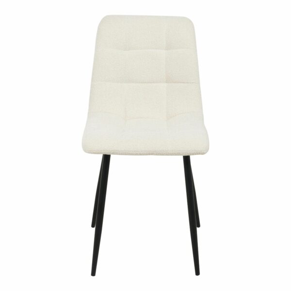 chaise scandinave métal noir tissu bouclette blanc middelfart vue de face