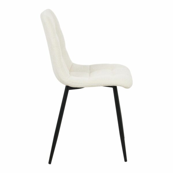 chaise scandinave métal noir tissu bouclette blanc middelfart vue de profil