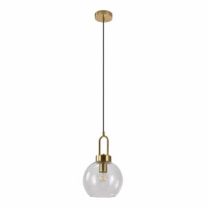 suspension luton boule verre transparent aspect laiton