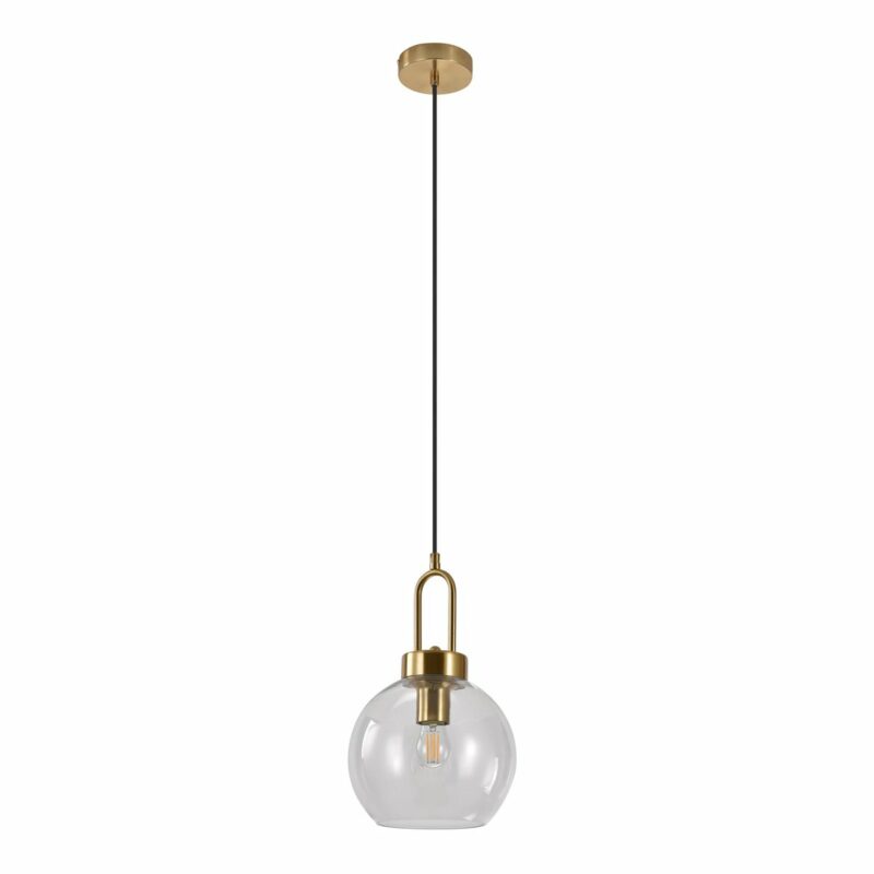 suspension luton boule verre transparent aspect laiton