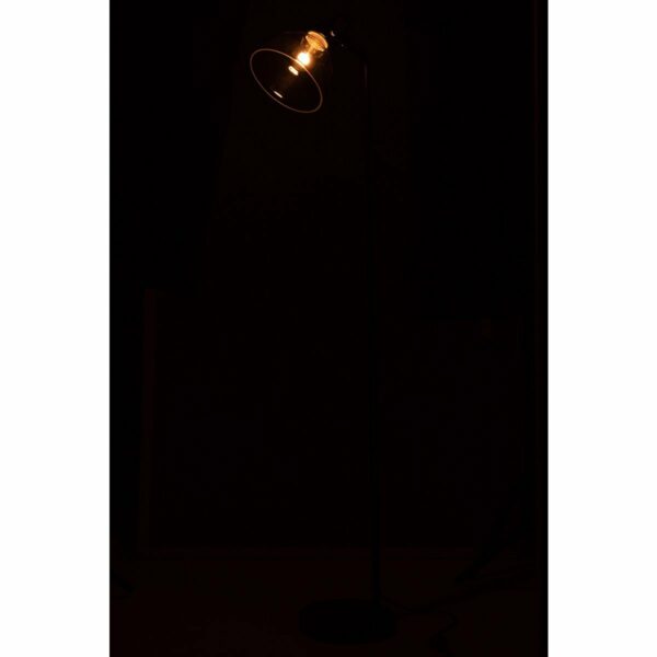 lampadaire magali 156 cm métal noir et verre transparent allumé