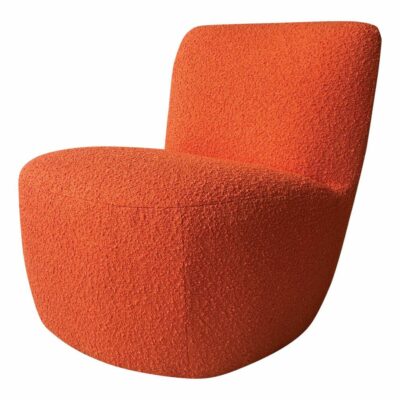 fauteuil vintage orange tissu bouclette