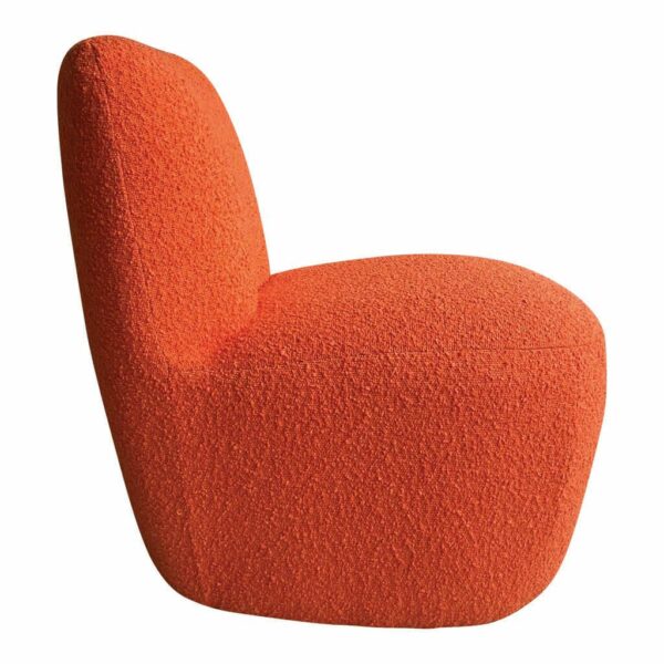 fauteuil vintage orange tissu bouclette vue de profil