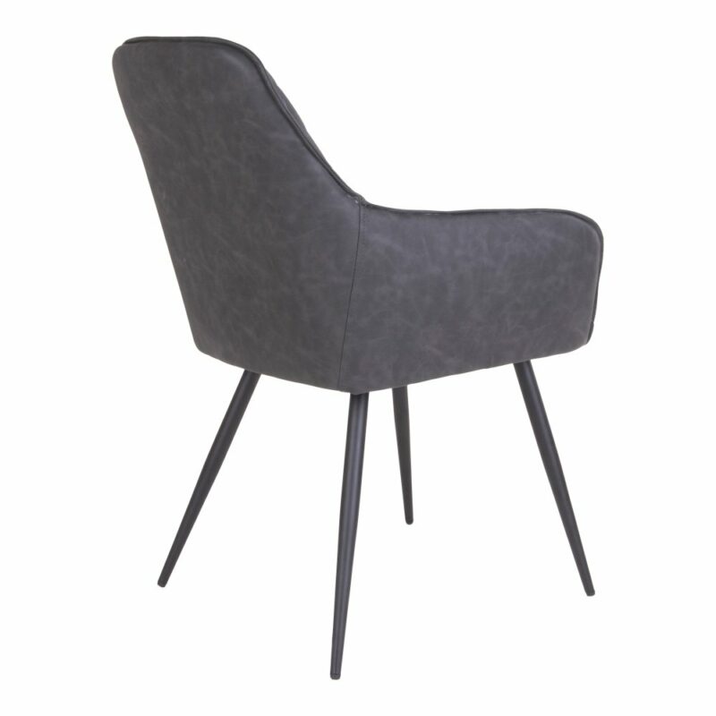 chaise métal noir harbo simili cuir gris foncé lot de 2