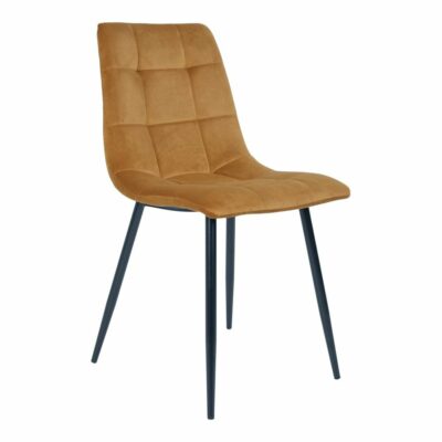 lot de 2 chaises scandinaves métal et microfibre moutarde