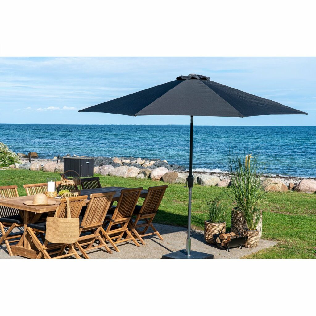 parasol avec manivelle et inclinaison mât métal noir Ø300 cm