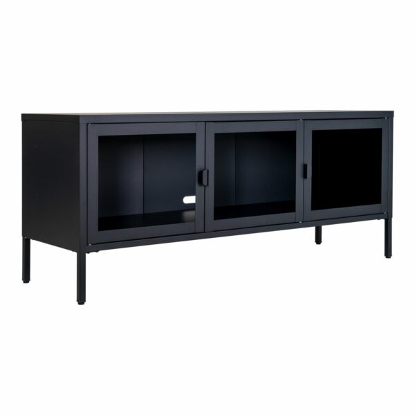 buffet bas brisbane 130 cm 2 porte vitrée métal noir