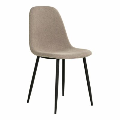 Chaise de salle à manger, tissu pierre, pieds métal noirs - lot de 2