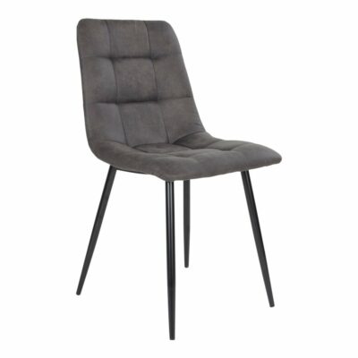 Lot de 2 chaises scandinaves métal et microfibre Gris foncé