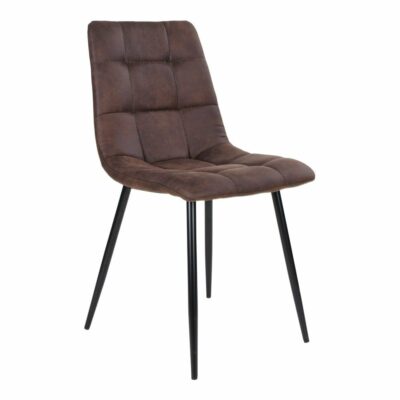 Lot de 2 chaises scandinaves métal et microfibre Marron foncé