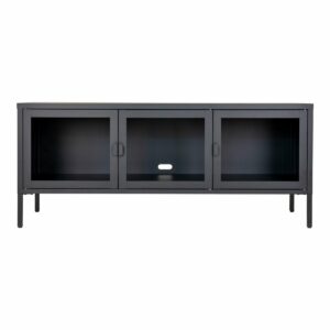 Buffet bas Brisbane 130 cm 2 porte vitrée métal noir