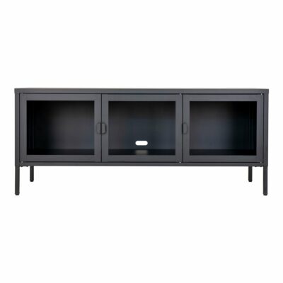 Buffet bas Brisbane 130 cm 2 porte vitrée métal noir