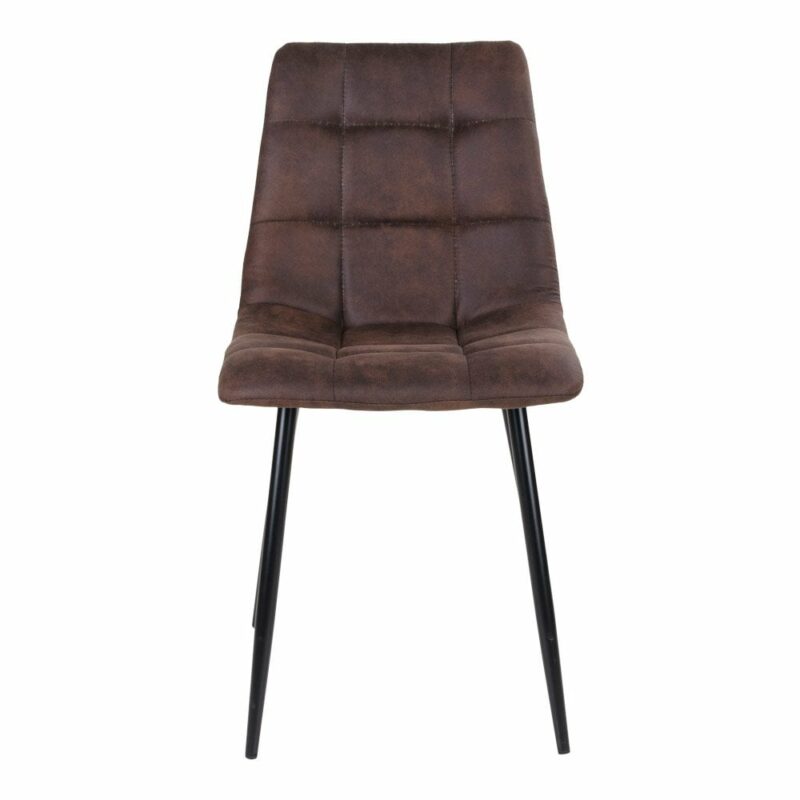 lot de 2 chaises scandinaves métal et microfibre marron foncé