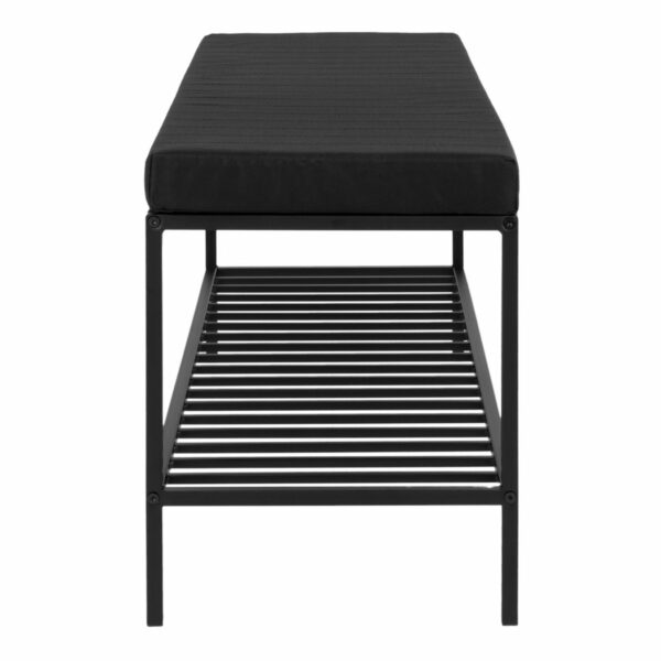 banc avec coussin et étagère vita métal noir 100 cm