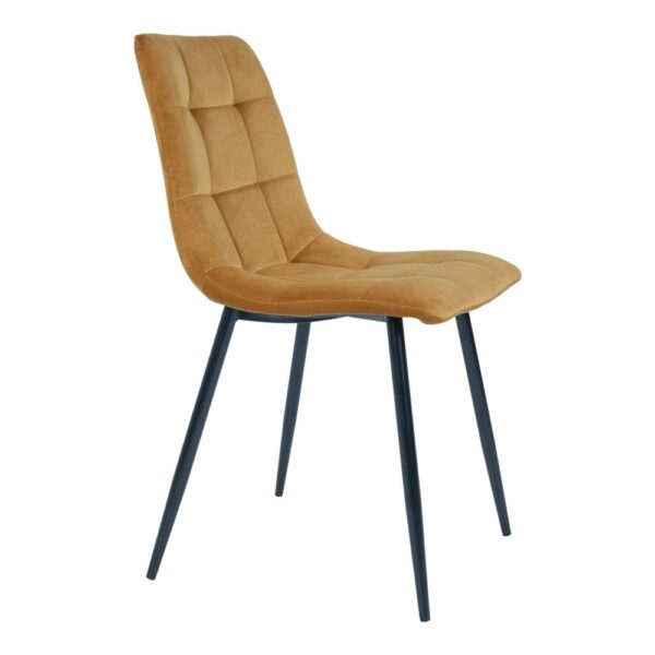 lot de 2 chaises scandinaves métal et microfibre moutarde