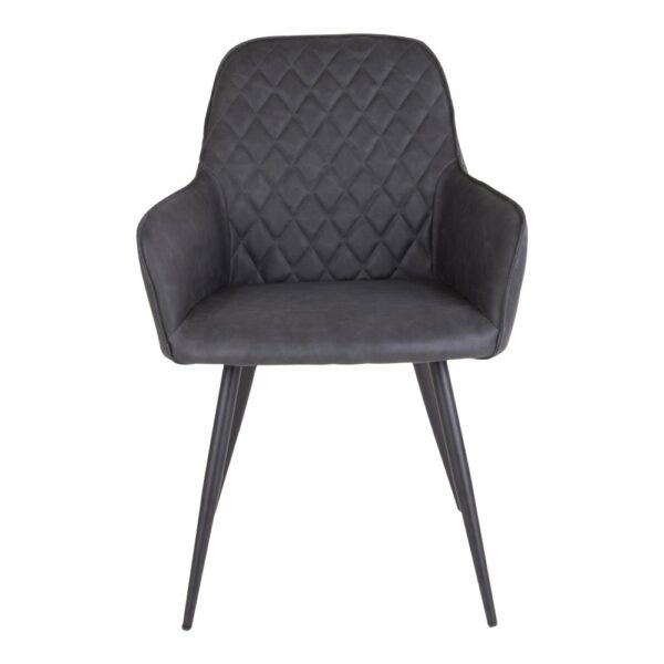 chaise métal noir harbo simili cuir gris foncé lot de 2