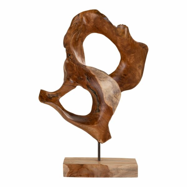 sculpture en teck donato sur socle en bois une oeuvre dart authentique