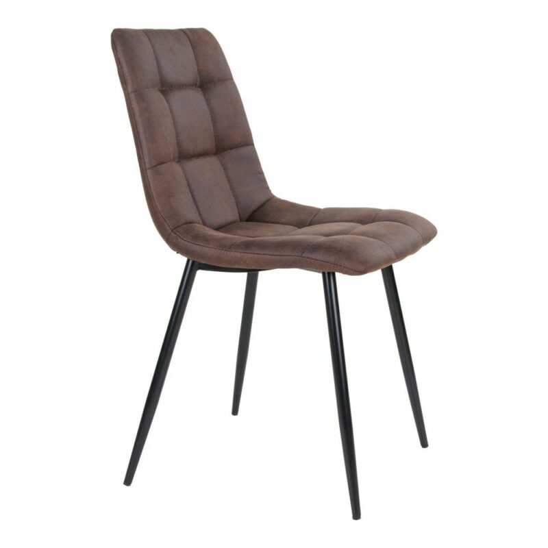 lot de 2 chaises scandinaves métal et microfibre marron foncé