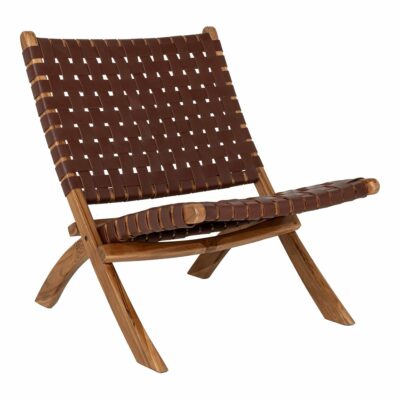 Chaise pliante en cuir Marron Perrugia - lamarquedesign.fr