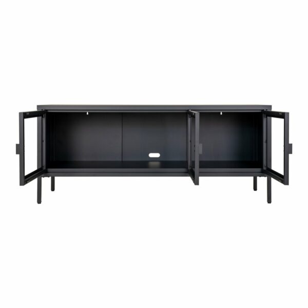 buffet bas brisbane 130 cm 2 porte vitrée métal noir