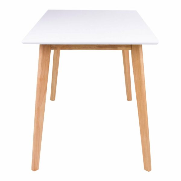 table à manger 120 cm vojens plateau blanc pieds bois