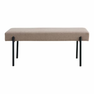 Banc Swindon 100 cm tissu Pierre avec pieds noirs