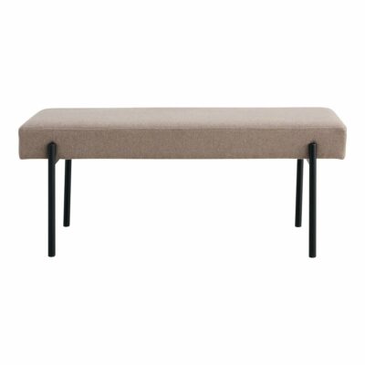 banc swindon 100 cm tissu pierre avec pieds noirs