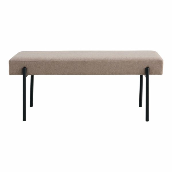 banc swindon 100 cm tissu pierre avec pieds noirs